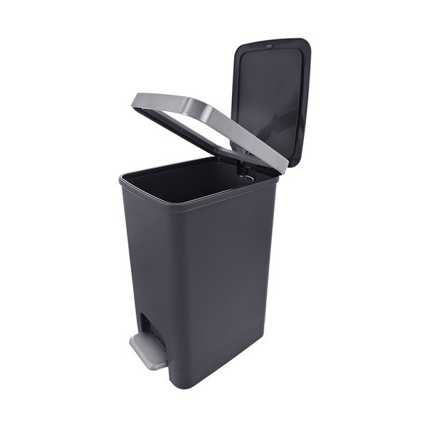 Pelēka plastmasas atkritumu tvertne ar pedāli 15 l Premier – Orion-image-4