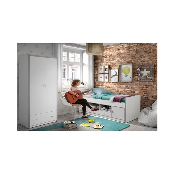 Balta bērnu gulta ar uzglabāšanas vietu Vipack Bonny, 200 x 90 cm-image-2