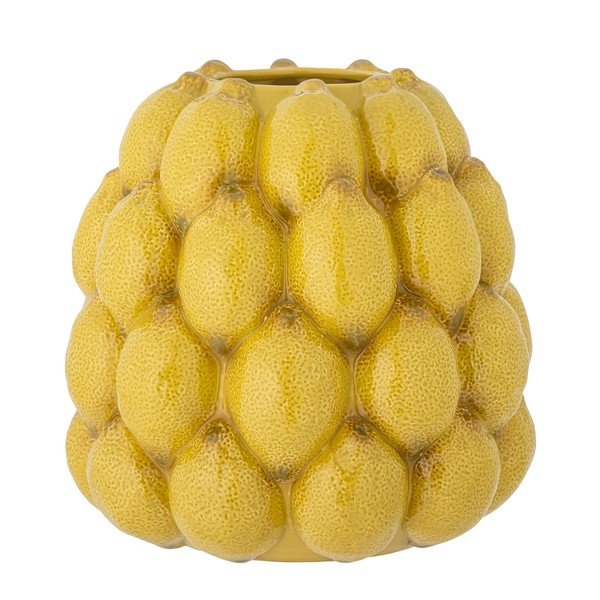 Dzeltena akmensmasas ar rokām apgleznota vāze (augstums 22 cm) Limone – Bloomingville