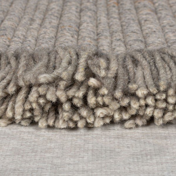 Pelēks ar rokām darināts paklājs no vilnas maisījuma 160x230 cm Rene Fringed Ribbed – Flair Rugs-image-4