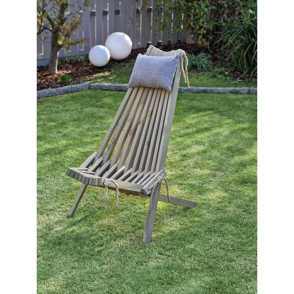 Pelēks koka dārza krēsls Falun – Garden Pleasure-image-1