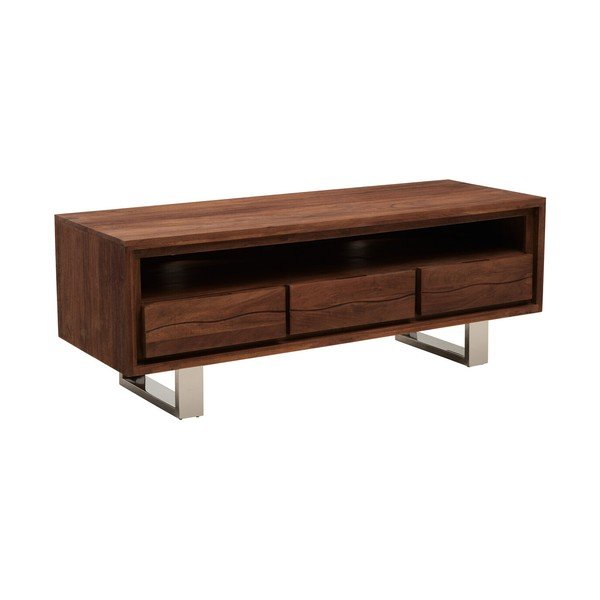 Tumša dabīga toņa akācijas masīvkoka TV galdiņš 140x52x50 cm Simla – Premier Housewares