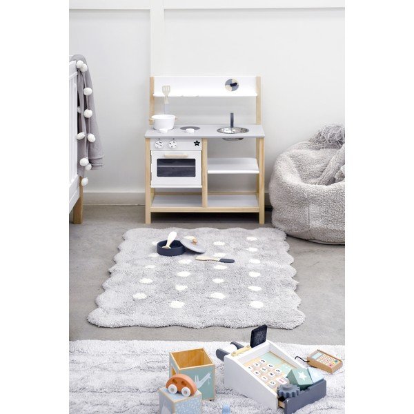 Pelēks mazgājams/ar rokām darināts kokvilnas bērnu paklājs 70x100 cm Mini Biscuit Pearl Grey – Lorena Canals-image-1