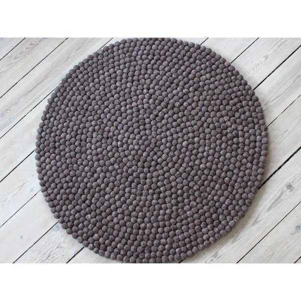 Valriekstu brūns vilnas bumbiņu paklājs Wooldot Ball Rugs, ⌀ 120 cm-image-1