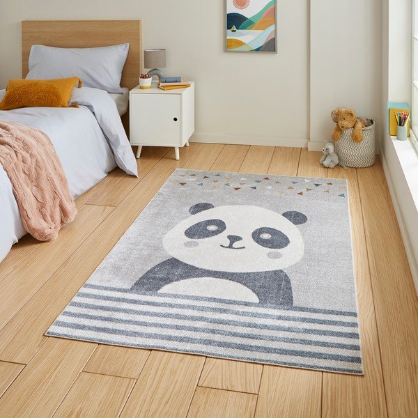 Gaiši pelēks bērnu paklājs 80x150 cm Vida Kids Panda – Think Rugs-image-1