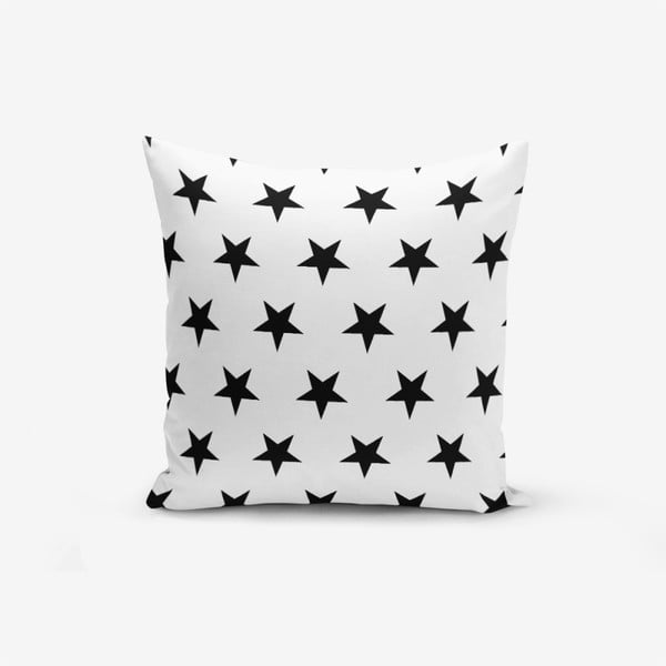 Melna un balta spilvendrāna Minimalist Cushion Covers Black Stars, 45 x 45 cm