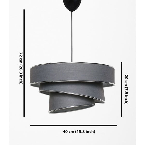 Antracīta pelēka/sudraba krāsas piekaramā lampa ar auduma abažūru ø 40 cm Couper – Opviq lights-image-2