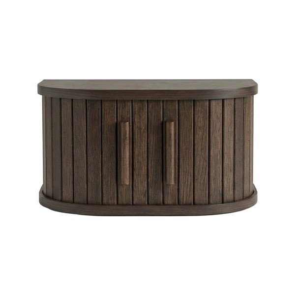 Tumša dabīga toņa piekarināms/ar plauktiem naktsskapītis ar ozolkoka imitāciju Meta – Unique Furniture-image-1