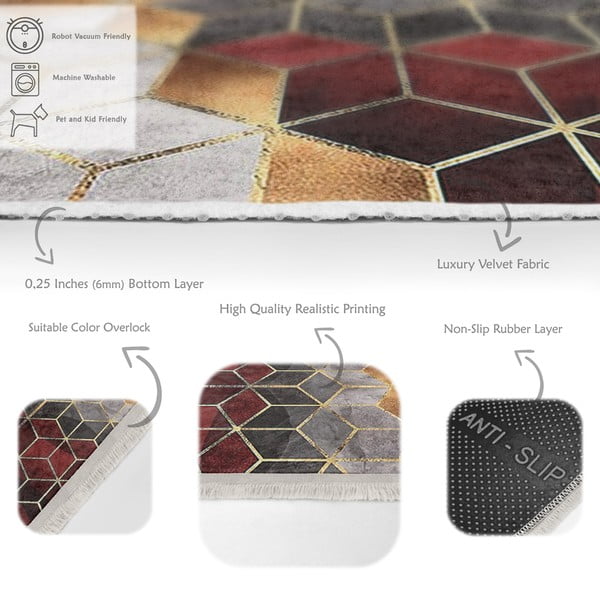 Bordo/pelēks mazgājams paklājs 160x230 cm – Mila Home-image-4