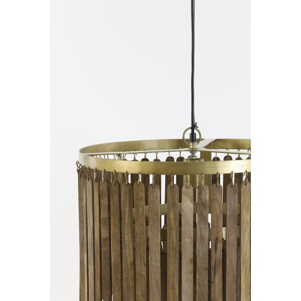 Brūna piekaramā lampa ar koka abažūru Gularo – Light & Living-image-3
