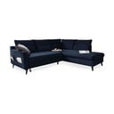 Tumši zils samta izlaižams stūra dīvāns Miuform Stylish Stan L, labais stūris
