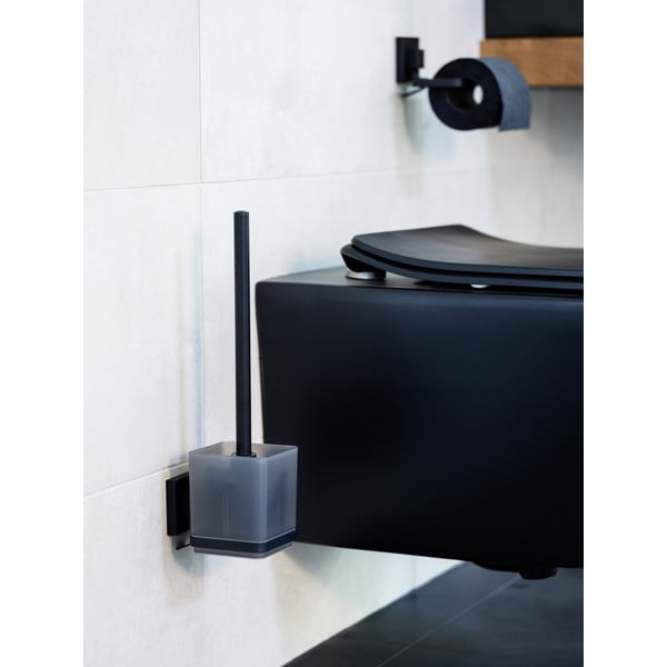 Melna plastmasas pašlīmējoša tualetes birste Quadro – Wenko-image-1