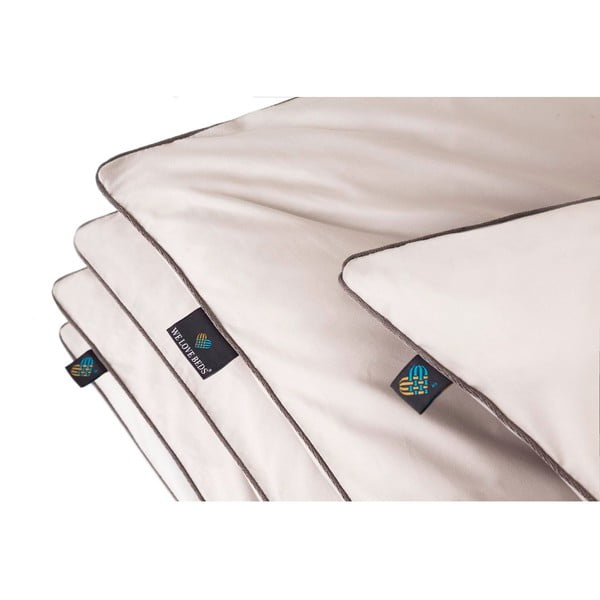 Gaiši pelēks divguļamais/īpaši garš segas pārvalks no Ēģiptes kokvilnas 200x220 cm Perla – WeLoveBeds-image-1