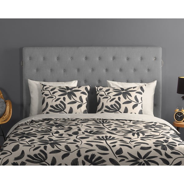 Melna/bēša divguļamā kokvilnas gultas veļa 200x220 cm Emilia – Good Morning-image-2