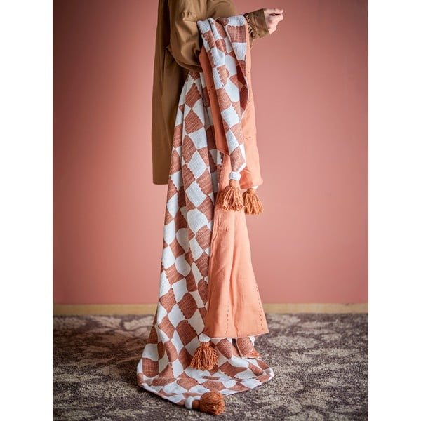 Brūns/bēšs kokvilnas pleds 130x150 cm Chola – Bloomingville-image-2