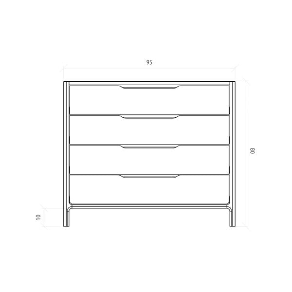 Dabīga toņa ozola masīvkoka zema kumode 95x80 cm Twig – The Beds-image-4