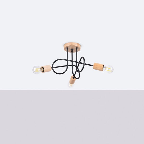 Melna/dabīga toņa griestu lampa 14x56 cm Tumber – Sollux-image-2