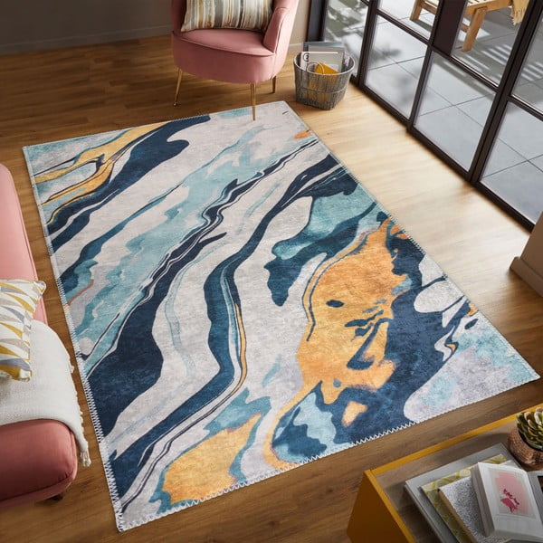 Dzeltens/zils mazgājams celiņa paklājs 80x200 cm Colors of Joy – Vitaus-image-1