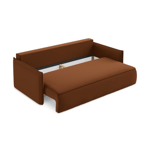 Terakotas oranžs samta salokāms/ar uzglabāšanas vietu dīvāns 225 cm Hula – Makamii-image-3