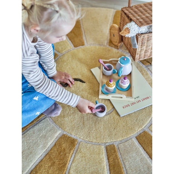 Bēšs/dzintara dzeltens vilnas bērnu paklājs ø110 cm Sun – Bloomingville Mini-image-1