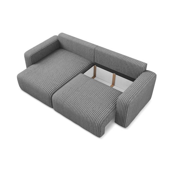 Pelēks velveta salokāms stūra dīvāns ar uzglabāšanas vietu (ar kreiso stūri/ar zvilni) Kona – Makamii-image-4