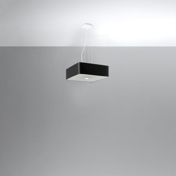 Melna piekaramā lampa ar stikla/auduma abažūru Kortez – Sollux-image-3