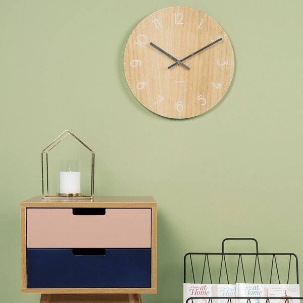 Gaiši brūns Present Time Stikla koka pulkstenis, ⌀ 40 cm-image-1