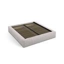 Bēša polsterēta divvietīga gulta ar veļas kasti un redelēm 140x200 cm Simon – Micadoni 