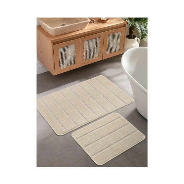 Krēmkrāsas vannas istabas paklājiņi (2 gab.) 50x80 cm Yeni Cizgli – Foutastic-image-1