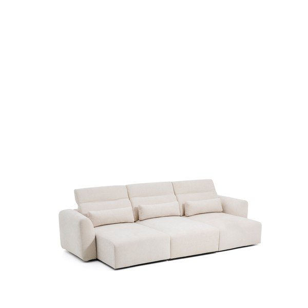 Bēšs regulējams/salokāms dīvāns no šenila auduma ar zvilni 335 cm Lares – Kave Home-image-4