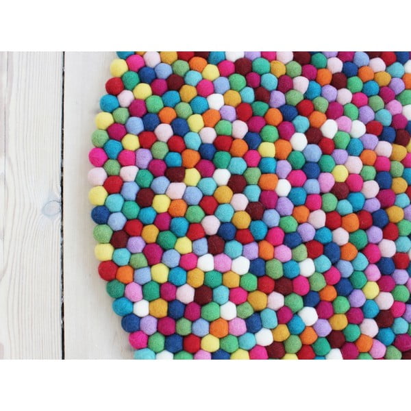 Krāsains paklājs no vilnas bumbiņām Wooldot Ball Rugs Multi, ⌀ 140 cm