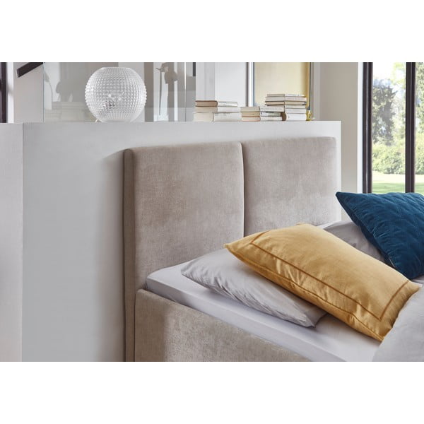 Bēša polsterēta divvietīga gulta ar redelēm 140x200 cm Piano – Meise Möbel-image-1