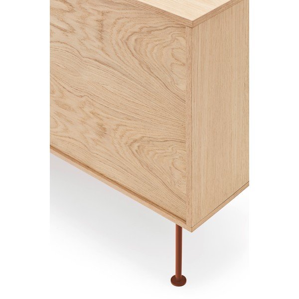 Ķieģeļu sarkana kumode ar ozolkoka finieri Teulat Yoko, platums 180 cm-image-1