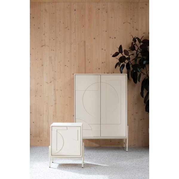 Krēmkrāsas skapītis ar ozolkoka imitāciju 100x140x45 cm Faces – Zuiver-image-3