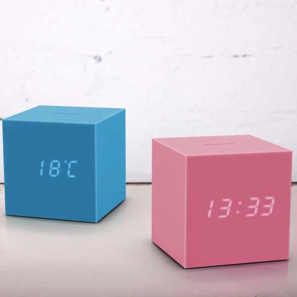 Gaiši zils LED modinātājs Gingko Gravity Cube-image-1
