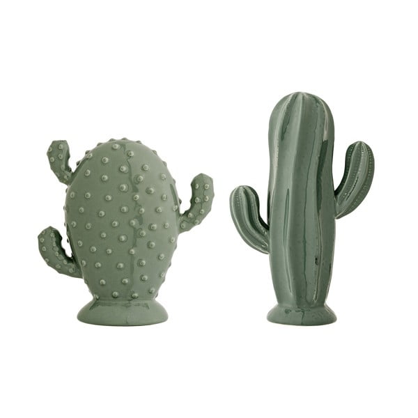 2 zaļu dekoratīvo statuju komplekts Bloomingville Cactus