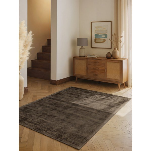 Brūns ar rokām darināts viskozes paklājs 80x150 cm Noemi – Vikosa-image-1