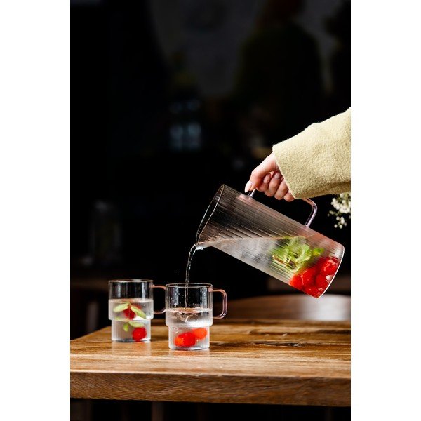 Rozā kapučīno stikla krūzes (2 gab.) 350 ml Livio – Vialli Design-image-3