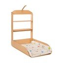 Dabīga toņa pie sienas stiprināms pārtinamais galdiņš ar dižskābarža koka imitāciju Waldhochzeit – Roba