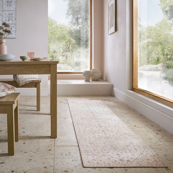 Krēmkrāsas mazgājams celiņa paklājs 60x230 cm Teo Traditional – Flair Rugs-image-1