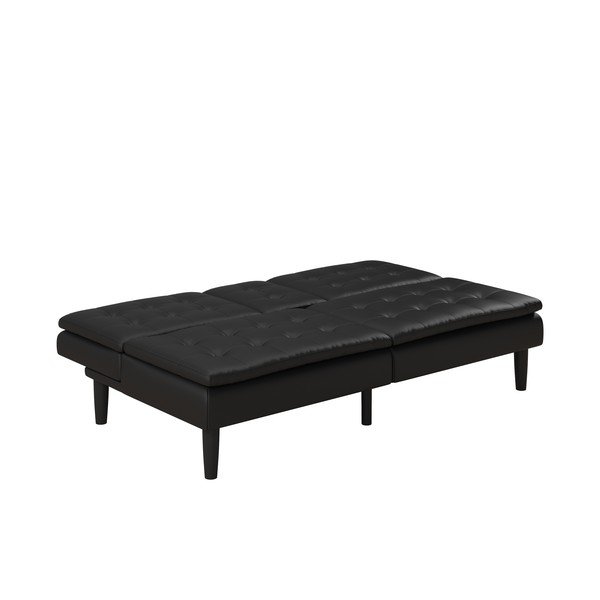 Melns salokāms dīvāns no ādas imitācijas 191 cm Maine – Støraa-image-4