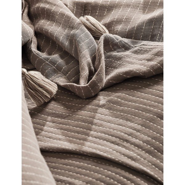 Brūns stepēts gultas pārklājs un spilvendrānas divguļamai gultai 220x240 cm Costa – Mijolnir-image-1