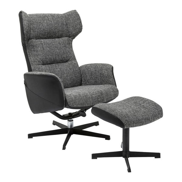 Pelēks grozāms krēsls ar kāju balstu Kare Design Ohio