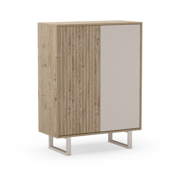 Pelēks/dabīga toņa skapītis ar ozolkoka imitāciju 90x120 cm Millay – Marckeric-image-3