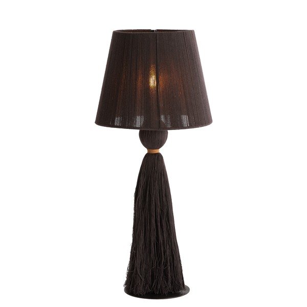 Tumši brūna galda lampa ar auduma abažūru (augstums 58 cm) Espino – Light & Living-image-2