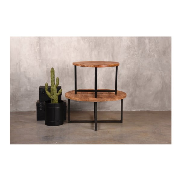 Melns kafijas galdiņš ar mango koka virsmu LABEL51 Dex, ⌀ 60 cm-image-2