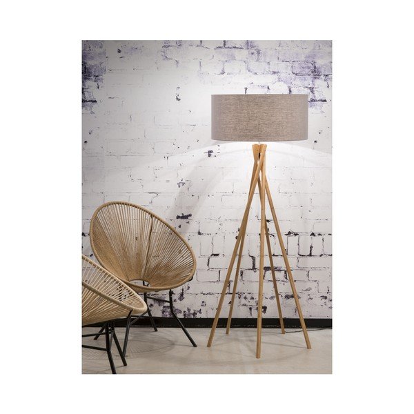 Stāvlampa ar gaiši pelēku abažūru un bambusa struktūru Good&Mojo Kilimanjaro-image-3