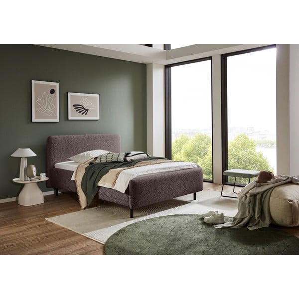 Antracīta pelēka polsterēta divvietīga gulta bez režģa 140x200 cm Primo – Meise Möbel-image-1