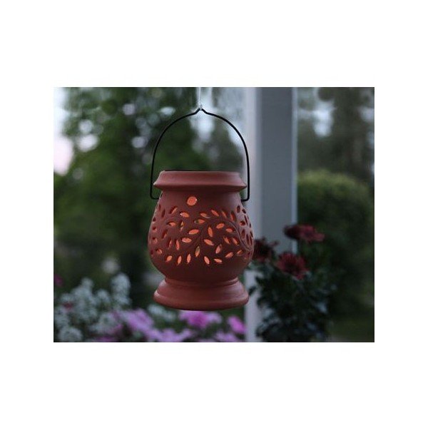 Sarkana āra LED laterna Star Trading Clay, augstums 14 cm-image-2