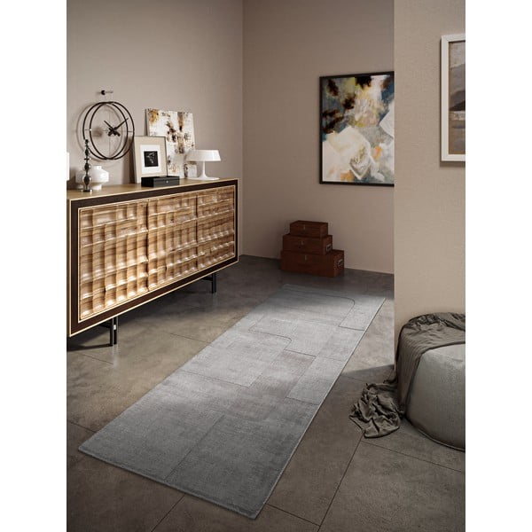 Pelēks ar rokām darināts vilnas celiņa paklājs 80x250 cm Charlotte – Villeroy&Boch-image-1